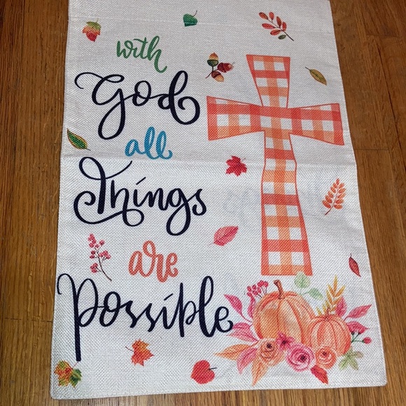 Fall Canvas Garden Flag with God all Things are possible 12.5 x 18.5 New - Picture 7 of 7